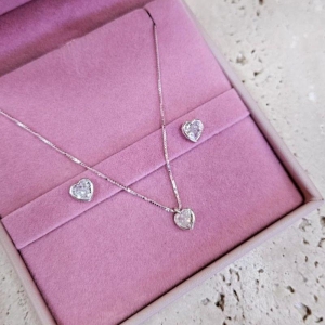 Conjunto Zirconia Coração 6mm no Aro 45cm