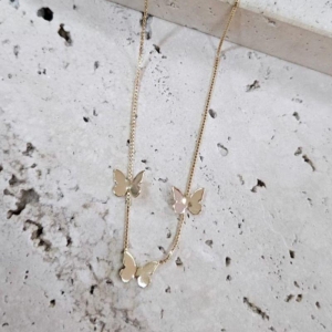 Gargantilha Borboletas Lisas 40+10cm de extensor