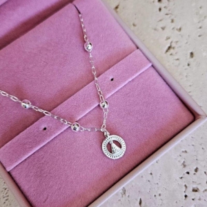 Gargantilha Elo com Bolinhas 4mm Lisa com N. Sra 45cm