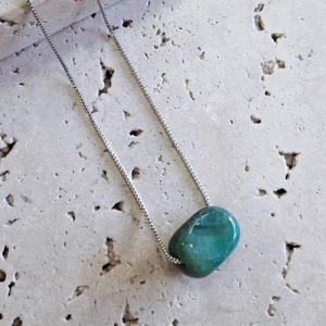 Gargantilha Pedra Natural Agata Verde 45cm