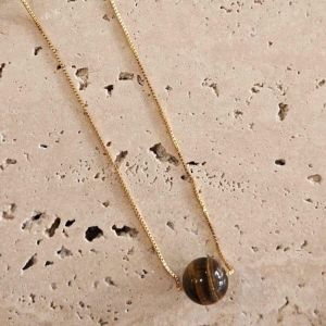 Gargantilha Pedra Natural Olho de Tigre 45cm