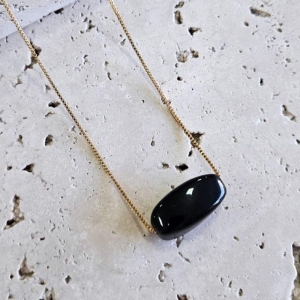 Gargantilha Pedra Natural Onix 45cm