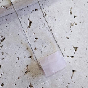 Gargantilha Pedra Natural Quartzo Rosa 45cm