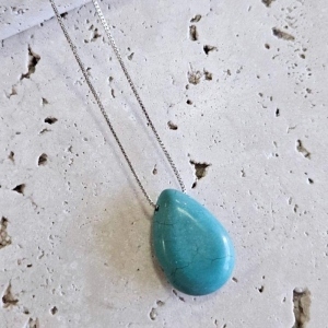 Gargantilha Pedra Natural Turquesa 45cm