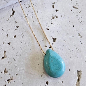 Gargantilha Pedra Natural Turquesa 45cm