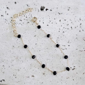 Pulseira Cristais Negros 18cm