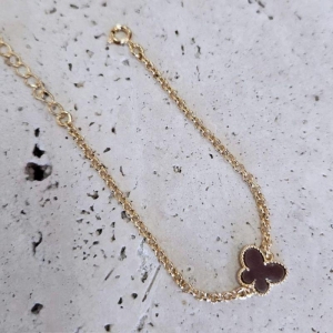 Pulseira Elo Portugues com Borboleta Marrom