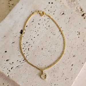 Pulseira Grumet Fininha com Coração Pendurado