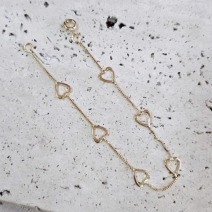 Pulseira Veneziana com Coração Vazado 18cm