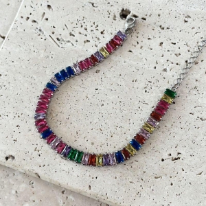 Pulseira Zirconia Baguete Colorida