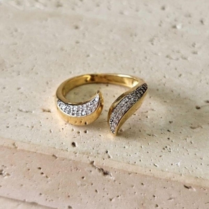 Anel Aberto Duas Pontas com Zirconia