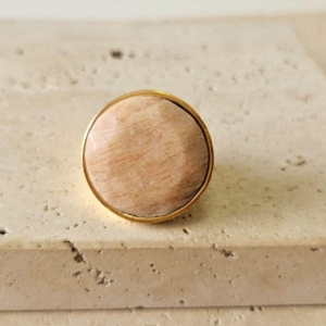 Anel Amazonita Laranja Flor no Fundo