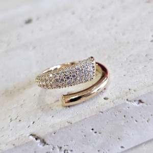 Anel Aro Aberto Liso e Cravejado