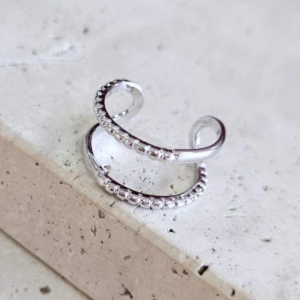 Anel Aro Duplo Liso e Texturizado Ajustavel