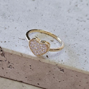 Anel Coração Cravejado Alto