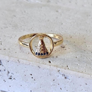 Anel Nossa Senhora Cravejado Zirconia Azul