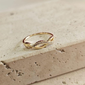 Anel Ondulado Liso e Cravejado