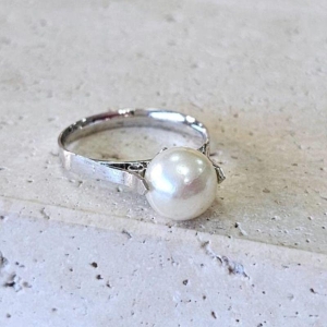 Anel Perola Solitária R