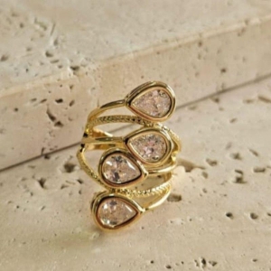 Anel Quatro Gotas Cristal