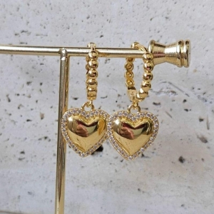 Brinco Argola Bolinhas Coração Grande