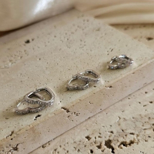 Trio Argola Coração Cravejado Fino