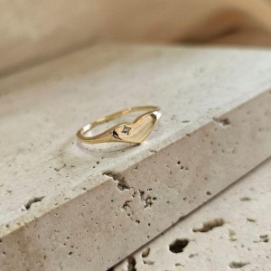 Anel Coração Chapa Achatado com Zirconia