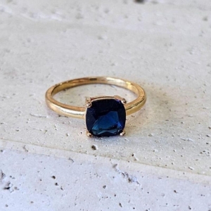 Anel Cristal Azul Marinho