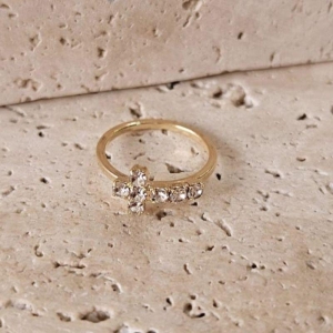 Anel Falange Crucifixo Strass