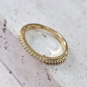 Anel Meia Aliança Zirconia Cristal