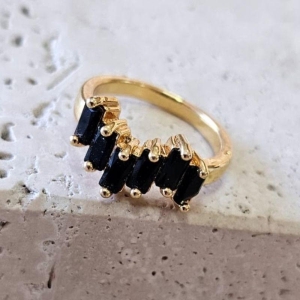 Anel Navetes Negras Onda