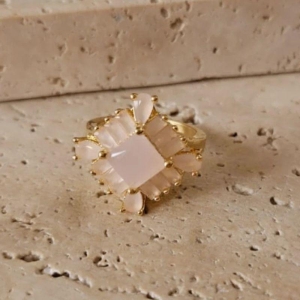 Anel Quadrado Navete Rosê