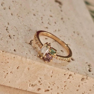 Anel Três Pedras Cravejado