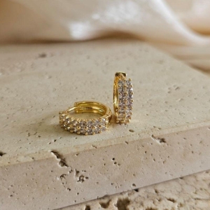 Brinco Argola 2 Fileiras Zirconia Gde