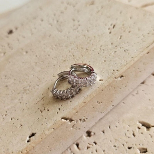 Brinco Argola 2 Fileiras Zirconia Media