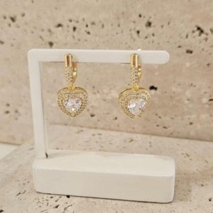 Brinco Argola com Coração de Zircônia Pendurado