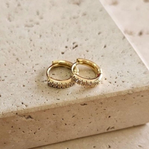 Brinco Argola Cravejada Fina Peq