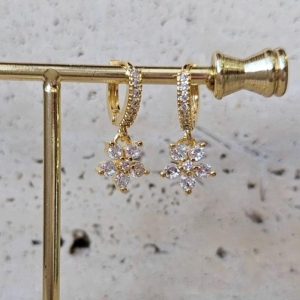 Brinco Argola Flor Baguete