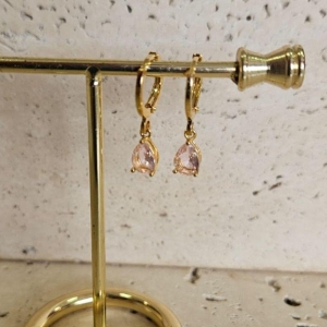 Brinco Argola Gota Rosa