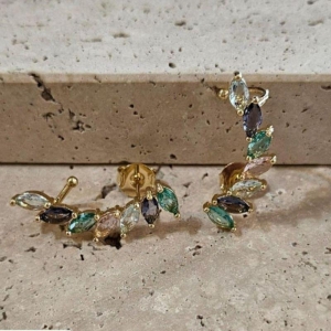 Brinco Ear Cuff Navetes Coloridas