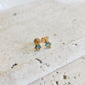 Brinco Florzinha Zirconia Azul Mini