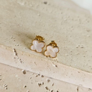 Brinco Van Cleef Cravejado Madreperola Med