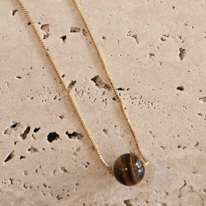 Colar Pedra Natural Olho de Tigre 60cm