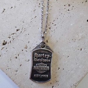 Colar Placa Harley Masculino 60cm Aço Inox