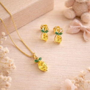 Conjunto Abacaxi em Zirconia 40cm