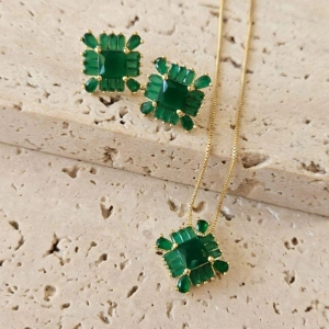 Conjunto Navetes Quadradas Colors Verde 45cm