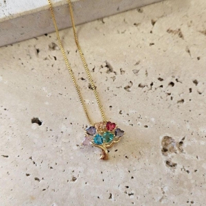 Gargantilha Arvore de Corações Coloridos 45cm