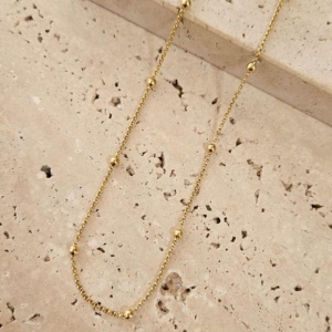 Gargantilha Bolinhas na Corrente Elo Portugues 50cm