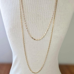 Gargantilha Dupla Corrente Cadeado e Baguetes