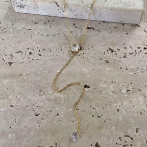 Gargantilha Gravatinha Zirconia 45cm