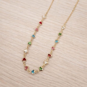 Gargantilha Infantil Corações Coloridos 35cm